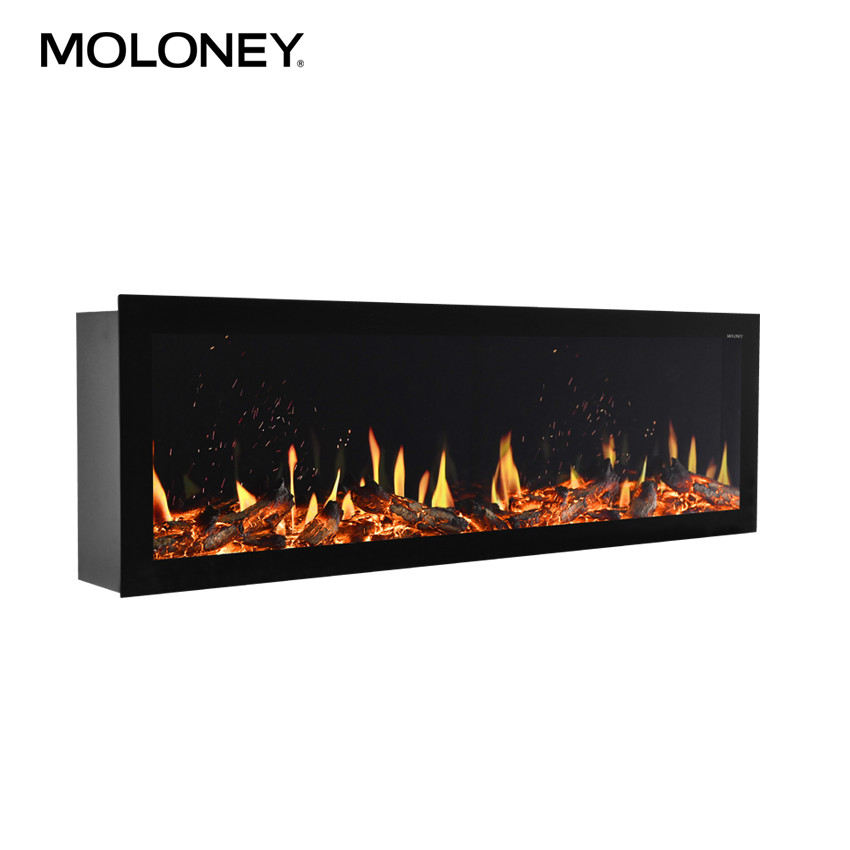 China 75inch Fake Log Fire Real Flame Effect Flush Mount Electric Fireplace No Heat factory