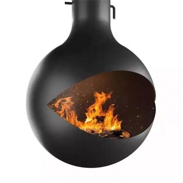 Quality Contemporary Indoor Heaters Orb Rotating Suspended Wood Burning Fireplace for sale