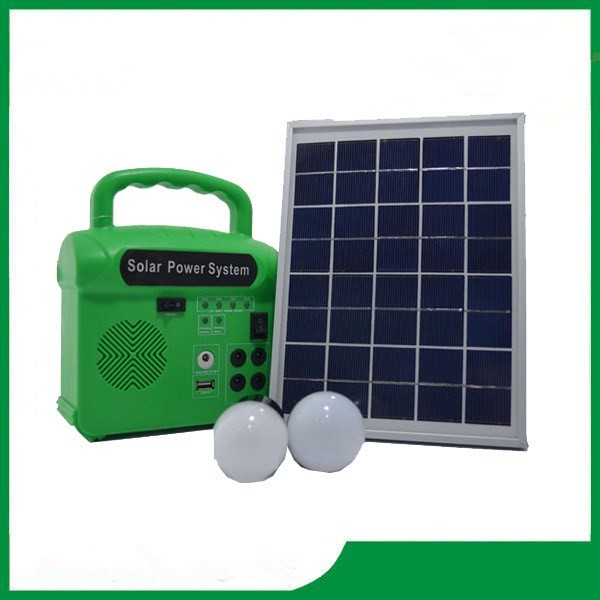 China ABS plastic 10w portable mini solar home lighting kits, portable solar system with mobile charger, FM radio sale factory
