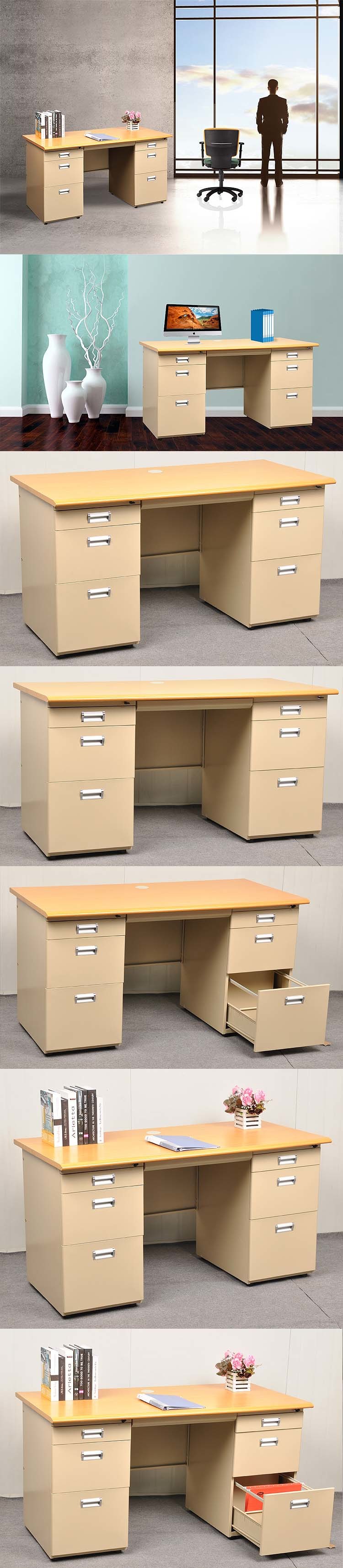 China I Shaped 0.6mm 1600mm Length Modern Office Table factory