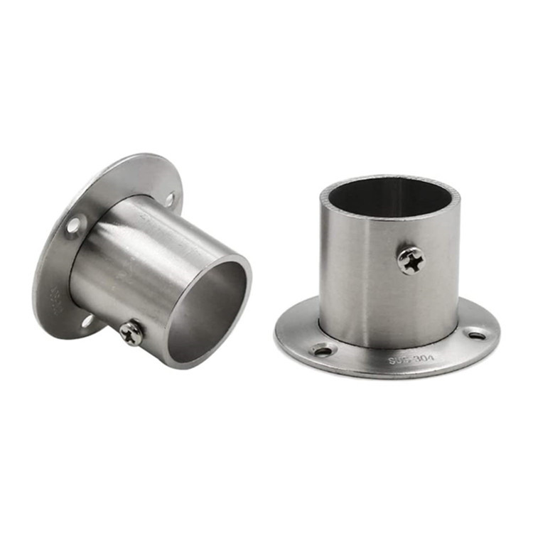 China Stainless Steel Closet Rod Flange Set Socket Die Casting Wardrobe Shower Curtain factory
