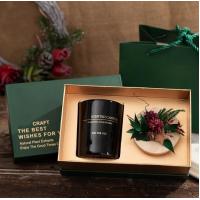 China Preserved Flower Wax Wooden Lid Christmas Scented Candle Gift Box Black Green factory