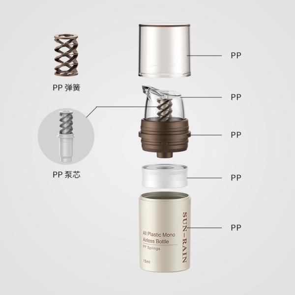 Quality Eco-Friendly Mono Airless Pump Bottle All Plastic PP Cosmetic airless Bottles for sale