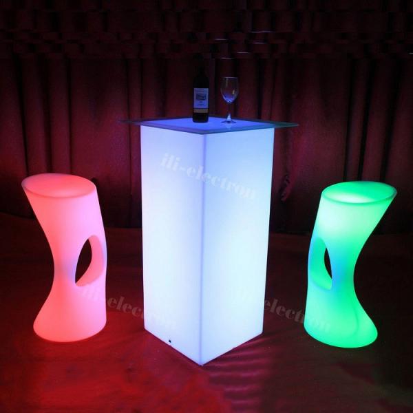 Quality Outdoor LED Light Cocktail Table High Cuboid PE Plastic Material With Remote Control for sale