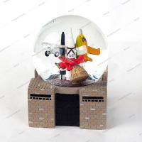 China Polyresin Square Base Snow Globe Airline Promotion Gifts Snowball Airplane Model  Rocket Air And Space Museum Souvenirs factory