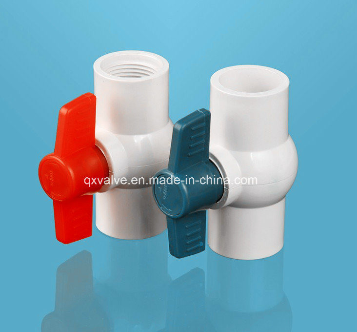 China 32mm X 32mm Slip Ends Two Way PVC Ball Valve White Red for High Pressure Applications factory
