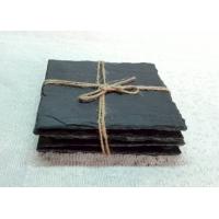 China Rough Rim Plain Stone Coasters , 4 Black Slate Coasters Natural Surface factory