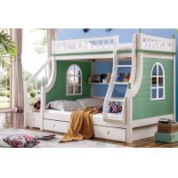 China Double bed with guardrail Double-deck Green Children Bed for sale