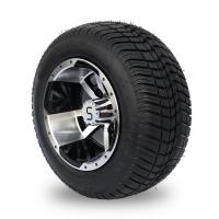 Quality Golf Cart 10'' Rims And 205/50-10 DOT Street Tire Combo - Machined/Glossy Black for sale