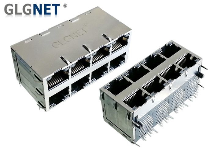 china 2.5G Ethernet 2x4 Stacked RJ45 Connectors , 25.78mm Height 8 Port Rj45 Connector