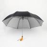 China Wooden Handle Two Foldable Golf Umbrella With Black Silver Coating Polyester Canopy factory