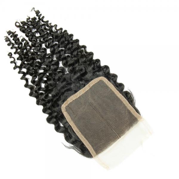 Quality Swiss Curly 4x4 Human Hair Lace Closure No Tangling  , High Density for sale