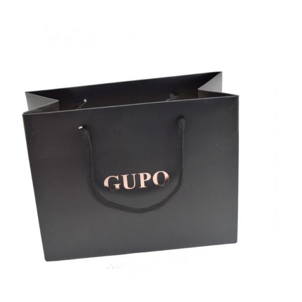 Quality Black Color Personalized Paper Bags , Custom Printed Gift Bags Eco Friendly for sale