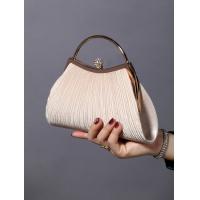 China EUROPE AND THE UNITED STATES RETRO SOLID COLOR PLEATED HAND RING FASHION LOCK CLOSED DINNER BAG CHAIN CROSSBODY BAG factory