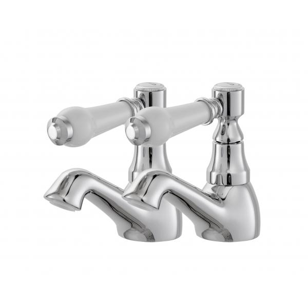 Quality Hotel Bathroom Mixer Taps Lever Basin Taps Pair With Chrome Finish T8154 for sale
