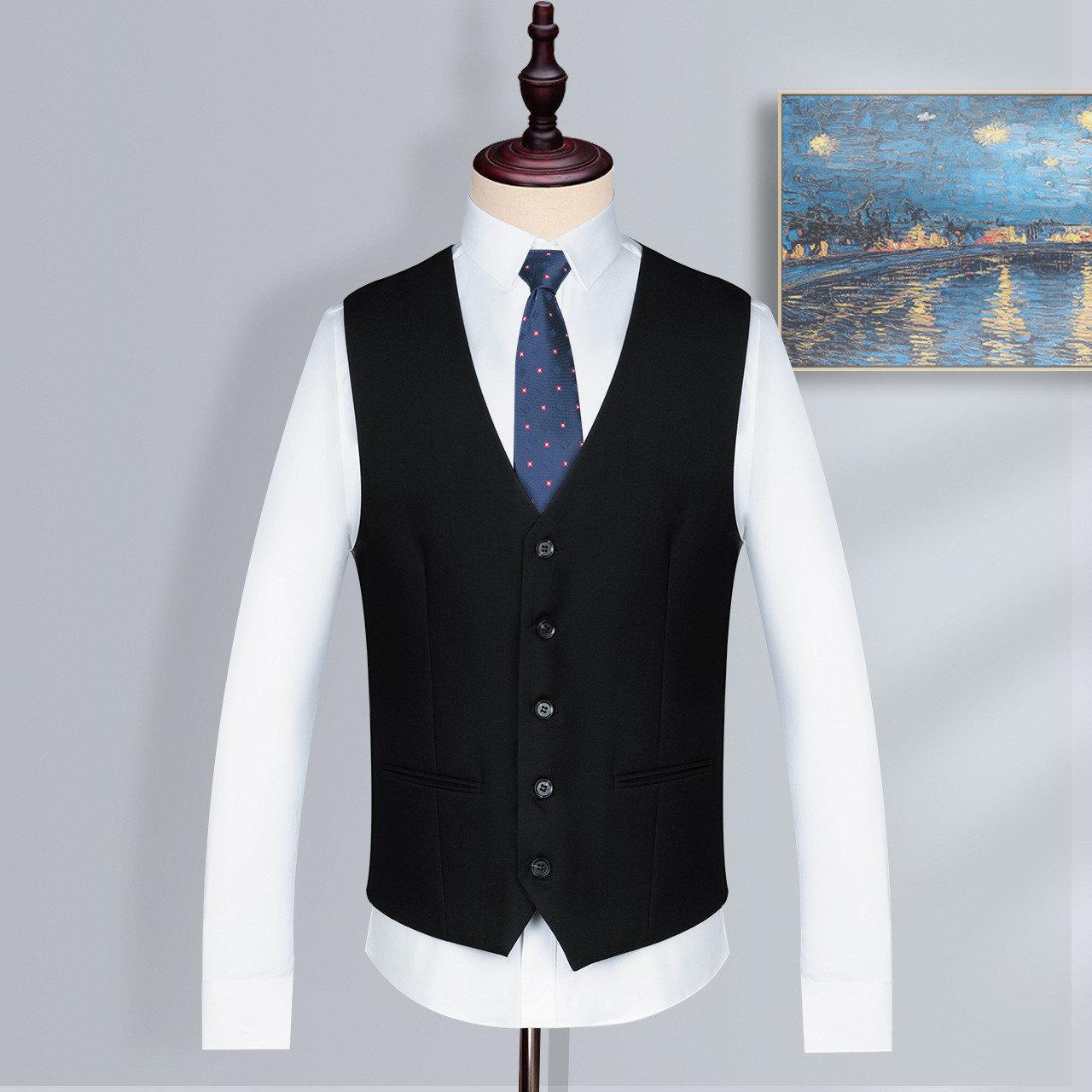 China Custom Waistcoat Men Formal Suit Vest Polyester Solid Chalecos Hombre Casual Flax Vest factory