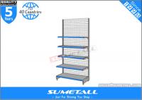 China Custom Multi Tiered Shop Display Shelf Removable With Grid Wire Mesh Backing factory