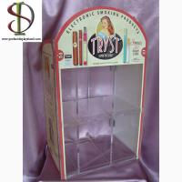 China Clear Acrylic Shelves Counter Top Display Stand With Locked Door And Customer Logo for sale