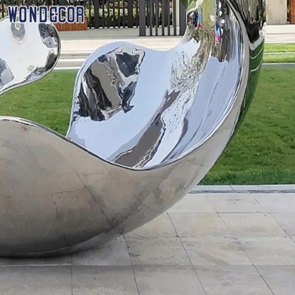 Quality Large Outdoor Garden Mirror Polished Forged Metal Sculpture Hollow Sphere for sale