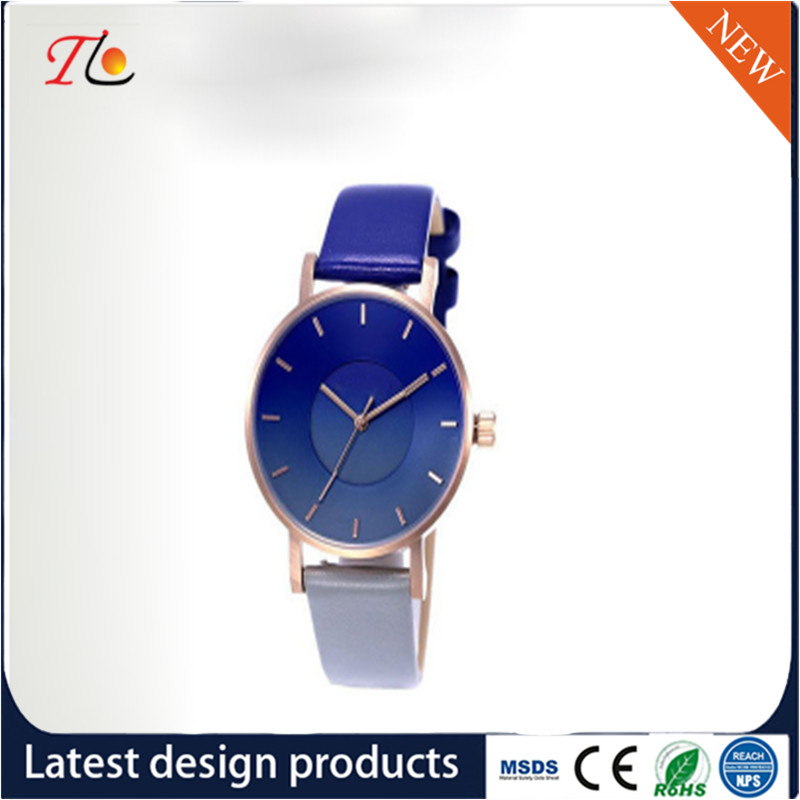 China wholesale customization Pu watch alloy case quartz watch fashion watch Gradient blue watch elegant style Monochrome factory