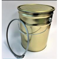 Quality Gold Metal Paint Bucket 5 Gallon With Lever Lock Ring Lid For Water Based Paints for sale