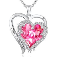 China 1.18x0.98in Double Heart Shape Pendant Silver Plated With Austrian crystal Crystals factory