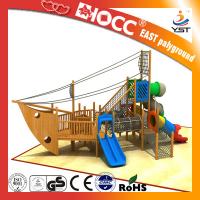 China Amusement Park Kids Wooden Pirate Ship , Wooden Outdoor Play Equipment factory