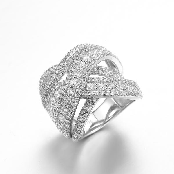 Quality Anniversary Gift 925 Sterling Silver CZ Wraparound Rings Interlocking for sale