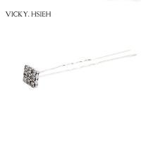 China VICKY.HSIEH Silver Tone Square Crystal Rhinestone Pave Hair Pin factory