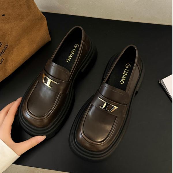 Quality Casual School Leather Shoes Thick Soled Uniform Leather Shoes For Girls for sale