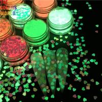 China Luminous Glow In The Dark Sequins 3mm Heart Nails Glitter 40 Kinds Colors factory