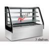 China Curved Cold Bakery Food Display Showcase Orchid Cake Showcase Tempered Glass factory