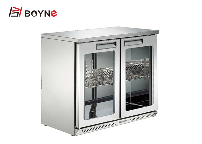 China Low Voice Beverage Display Fridge , Clear Glass Double Door Catering Fridge for sale