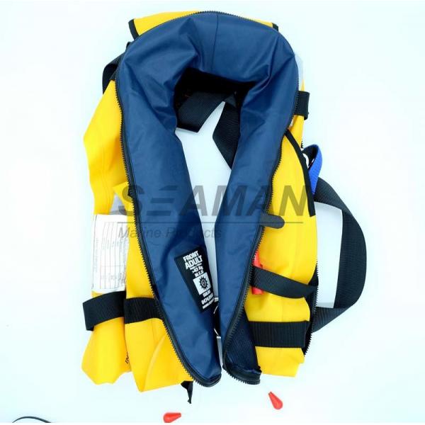 Quality SOLAS 275N Navy Blue Inflatable Life Jacket Double Air Chamber 60G Cylinder With for sale