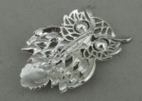 China UHU Souvenir Badges By Pewter Die Casting , 3D Design with Rhinestone And Silver Plating factory