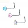 China Heart Nose Stud l Shape Stainless Steel Crystal Rhinestone Nose Piercing Jewelry Nose Rngs And Studs factory