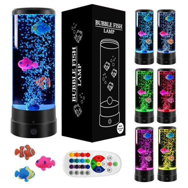 Quality RoHs Usb LED Jellyfish Lamp 12 Inch Cylindrical Bubble Fish Lamp 7 Color for sale