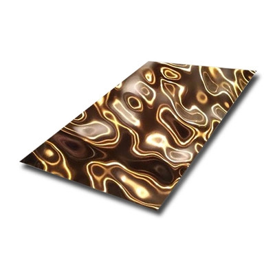 Quality 304 Golden Medium Water Ripple Stainless Steel PVD Coating Sheet for sale