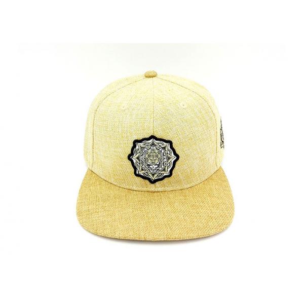 Quality Yellow Flat Brim Snapback Hats Plant Fibre Dry And Breathable Suitable For Summer for sale
