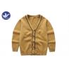 China Small Cables Along Neck Brown Boys Cardigan Sweaters V Neck Long Sleeves Stripe factory