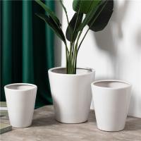 China Popular design large garden planter wholesale bulk cheap home hotel decoration white ceramic flower pots factory