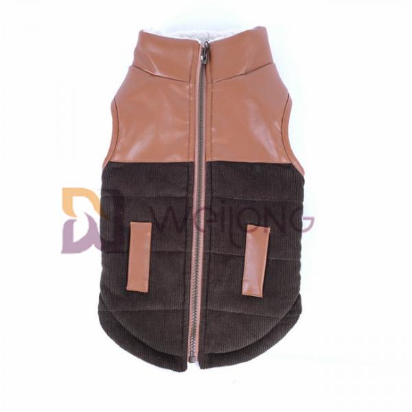 Quality Corduroy Leather Collar Dog Zip Up Jacket Berber Lining Warm Winter Dog Coats XS-XL for sale