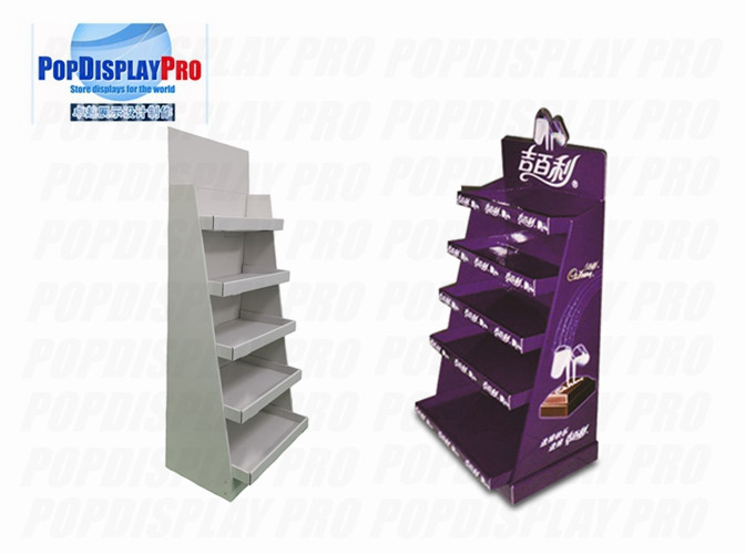 china Purple Visual Merchandising Custom Cardboard POP Displays 5 Tier Cadbury Milk