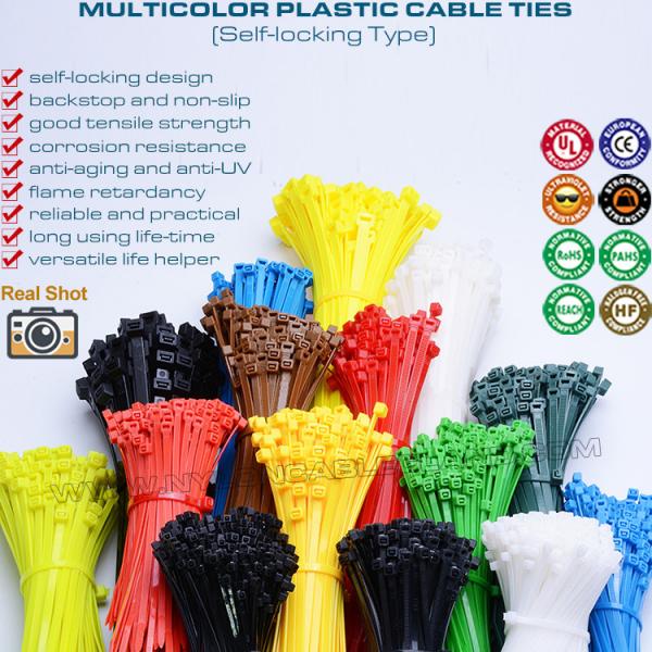 Quality Color Plastic Cable Ties 2.5x100mm, Premium Nylon 66 Zip Tie Strap with 18lbs Tensile for Wires & Cables for sale