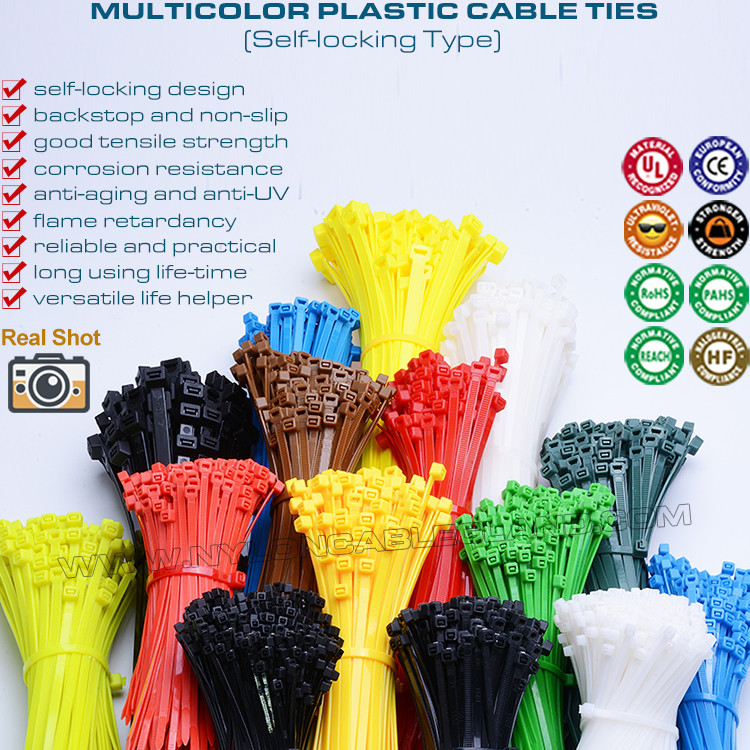 Color Plastic Cable Ties 2.5x100mm, Premium Nylon 66 Zip Tie Strap with 18lbs Tensile for Wires & Cables