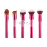 Quality Ultra Fine Synthetic Makeup Brush Set With Rose Red Metal Handles for sale