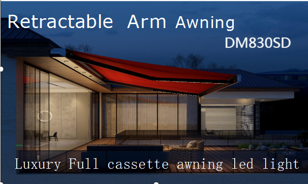 China Heavy Duty Full Cassette Awning Outdoor Custom Retractable Motorized Folding Arm Awning Cover factory