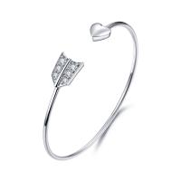 China Rhodium Plated Cupid'S Arrow Bracelet 3.0mm White Gold Bangle Womens factory