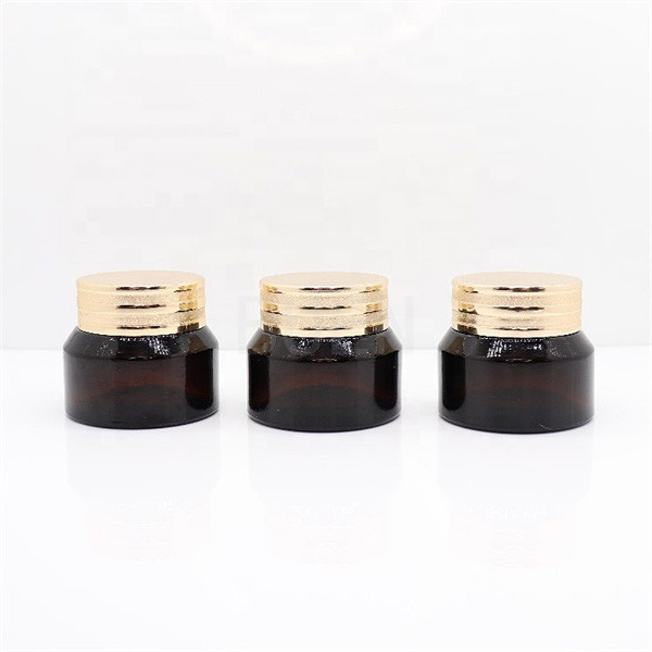 Quality Eco Friendly Eye Cream Glass Cosmetic Jars Packaging With Light Gold Lid for sale