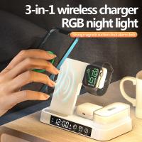 China ABS Material 5 In 1 Wireless Charger , Wireless Charger Clock With LED Indicator factory